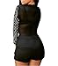 Blansdi Women Rhinestone Mesh See Through Bodycon Clubwear Party Short Jumpsuit Rompers, Black, 2/4