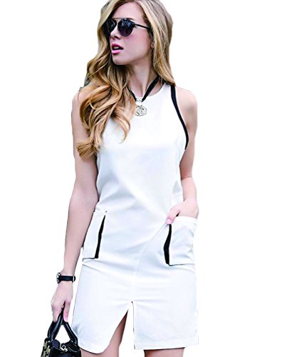 (ディーコッテ)D'Kotte スリット スカート ワンピース ノースリーブ 春 夏 ワンピ タイト スリム ミニ スカート neay047