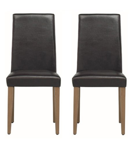 2 Lichfield Faux Leather Dark Brown Chairs