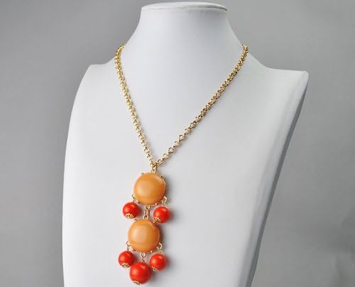 Cinnamon Bubble Necklace Coral Bubble Jewelry 2 Stones Necklace (Fn0592-M-Cinnamon) (Cinnamon)