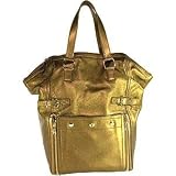 YSL Yves Saint Laurent Gold Metallic Downtown Tote Handbag Oversized