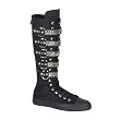 MENS Casual Canvas Knee Boot 5 Buckles Black Punk Rocker Emo