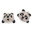Small Black Panda With Imitation Faux Pearl Post Earrings