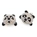 Small Black Panda With Imitation Faux Pearl Post Earrings