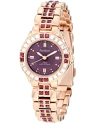 Armitron Womens 75/3689VMRG Amethyst Colored Swarovski Crystal Accented Rose Gold-Tone Watch