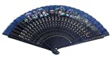 410x6IeXc6L. SL160 Fandango Spanish Style Handpainted Wood & Laquered Fan in 14 Colors Fan Colors: Navy Blue