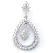 Solid Sterling Silver Cubic Zirconia Rhodium Plated Pear Shape Fancy Pendant with Gorgeous Hanging Center.