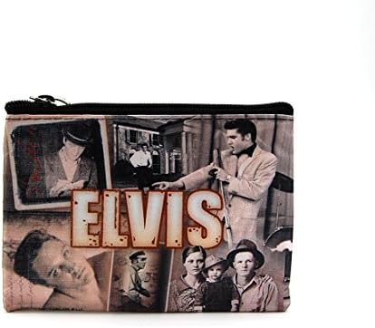 Elvis Presley Frames Makeup Bag with Keychain, 6 by 4.5 inches (Black &amp; Peach)