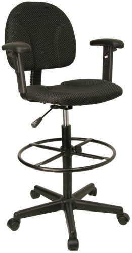 Ergonomic Multi Function Drafting Office Stool with Adjustable Arms (Adjustable - 26'' - 30.5''H or 22.5'' - 27''H), Black