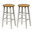 Winsome Wood S/2 Beveled Seat 24-Inch Counter Stools, Nat/Wht