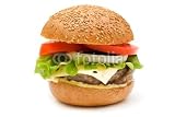 Wallmonkeys Peel and Stick Wall Decals - Burger on White Background. Junk Food Image Series - 18