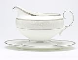 Noritake 4812416 Renaissance - Satin Lace Gravy Boat with Tray 16-oz.