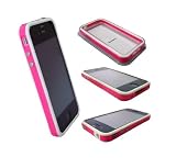 Pink and White Premium Bumper Case for Apple iPhone 4 - AT&T