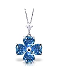 14K Gold Heart-shaped Natural Blue Topaz Pendant Necklace