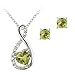 Sterling Silver Peridot & Diamond Accent Swirl Heart Necklace and Earrings Set