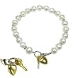 Key to My Heart Silver Charm Cultured Pearl Children Bracelet, White