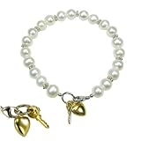 Key to My Heart Silver Charm Cultured Pearl Bracelet, White