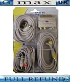 5m Phono Scart 3.5mm Plug lead S-Video Cable Kit TV DVD