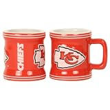 NFL Teams 2oz Ceramic Handled Full Color Shot Glasses 2 Pack - Kansas City Chiefs