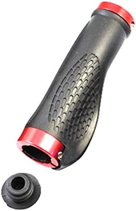 Dipary Cycling Handle Grip for MTB Road Bike Aluminum Alloy Rubber 2pcs Red