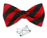 Men's - Red | Black - Pre Tied Stripe Bow Tie