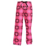Fuschia Hot Pink Check and Paw Print Spirit Fun Print Novelty tie cord flannel cotton pants for lounging, sleep, sports. Unisex relaxed fit, available in 5 adult sizes