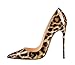 Guoar Women's Stiletto Heel Sandals Big Size Shoes Pointed Toe Leopard Pumps for Wedding Party Dress