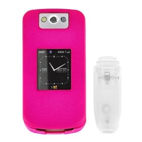 Fits Blackberry 8220 Flip T-Mobile Cell Phone Snap on Protector Faceplate Cover Housing Case - Solid Hot Pink Rubber Feel
