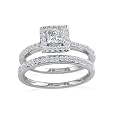 1/2ct Pave Princess Diamond Bridal Set in 14k White Gold (GH SI3)