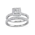 1/2ct Pave Princess Diamond Bridal Set in 14k White Gold (GH SI3)