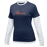 Nike Illinois Fighting Illini Ladies Navy Blue Double Layer Script Long Sleeve T-shirt