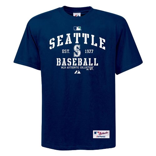 MLB Seattle Mariners Adult Short Sleeve Basic Crew Neck Tee (Pro Navy, Large)