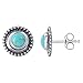 1 Pair 9MM 925 Sterling Silver Round Natural Turquoise Gemstone Stud Earrings for Women