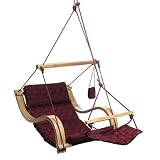 Burgundy Basket Weave Outdoor Hanging Lounger Chair
