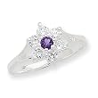 Sterling Silver Amethyst And CZ Ring