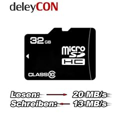 32GB microSDHC Class 10 Speicherkarte + SD Adapter - 20 MB/s Lesen - 13 MB/s Schreiben - f�r HD (1080p) und 3D Videoaufnahmen geeignet micro SD SDHC microSD Speicher Karte Card memory f�r jedes Samsung Handy mit TF microSD Slot Steckplatz