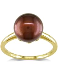 14k Yellow Gold 10-10.5mm Chocolate Freshwater Cultured Pearl Solitaire Ring, Size 9