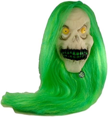 Adult Glow in the Dark Skeleton Mask with Long Neon Slime Lime Green Hair