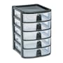 Rubbermaid Mini 5-Drawer Tower, Plastic, 7.125 x 8.38 x 9.75 Inches, Black/Clear (FG9A6200BLA)