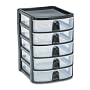 Rubbermaid Mini 5-Drawer Tower, Plastic, 7.125 x 8.38 x 9.75 Inches, Black/Clear (FG9A6200BLA)