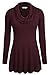 Ninedaily Women Tops Long Sleeve Cowl Neck Tunic Blouse Wine XL