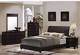 4pc Blended Leather Sleigh Bedroom Set (Queen Bed+dresser+mirror+night Stan ....