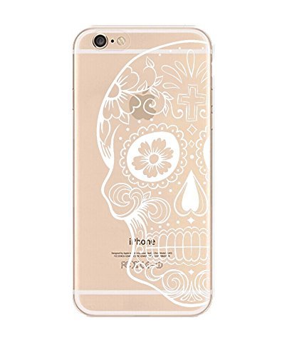 iPhone 6 Case, DECO FAIRYÂ® Soft Silicone Gel TPU Protective Case Bumper[Scratch-Resistant] [Perfect Fit] Translucent Back Cover for 4.7 inches iPhone 6 (Floral Sugar Skull iPhone 6)