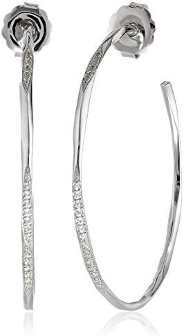 Ron Hami Lace Sterling Silver White Topaz Hoop Earrings