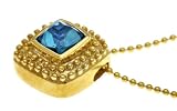 14K Yellow Gold over .925 Sterling Silver Designer Beaded Pendant Necklace with 7mm Blue Topaz