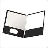 Oxford Showfolio Laminated Twin Pocket Folders, Letter Size, Black, 25 per Box (51706)
