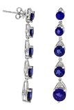 14K White Gold Blue Corundum Drop Earrings