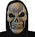 Mask Skull Skeleton Grim Reaper Latex Glow in the Dark with Black Tattered Hood Halloween Costume Accessory