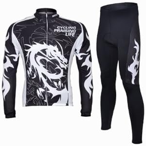2013 BLACK DRANGON Cycling Jersey Set Long Sleeve Jersey Tenacious Life/Perspiration Breathable by Isabelle's Store
