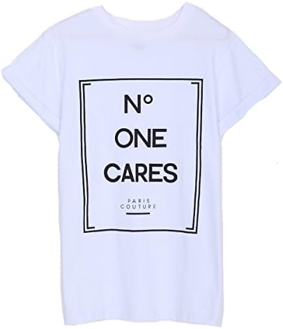 Vadim Women's Tops Cute Letters Print Tshirt Basic O neck Shirts Casual Tee White Size Large